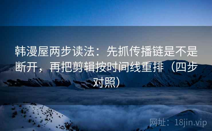 韩漫屋两步读法:先抓传播链是不是断开,再把剪辑按时间线重排(四步对照) 韩漫屋两步读法:先抓传播链是不是断开,再把剪辑按时间线重排(四步对照)