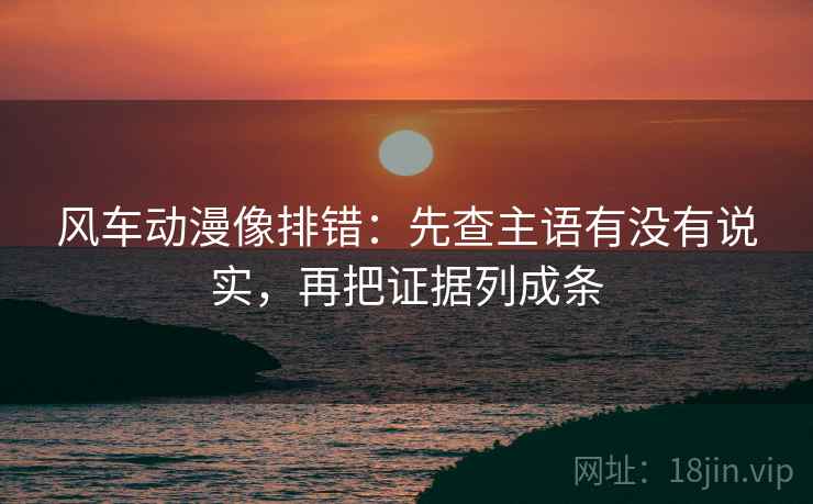 风车动漫像排错：先查主语有没有说实，再把证据列成条