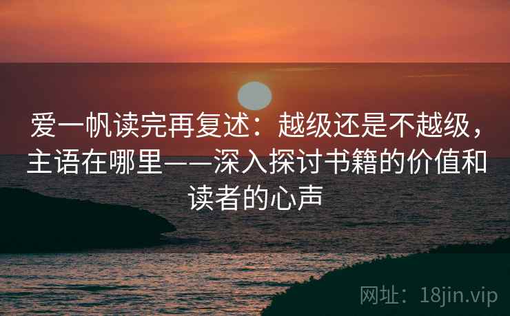 爱一帆读完再复述：越级还是不越级，主语在哪里——深入探讨书籍的价值和读者的心声